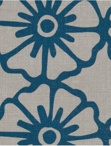 Hand-Printed Linen Pinwheel Outlined Hand-Printed Linen Tropical Blue